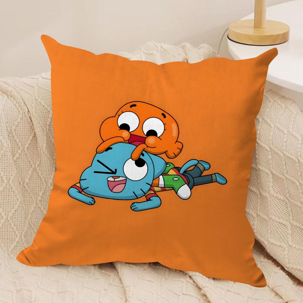Animation Amazing World Gumball Cushion Cover Soft Plush Fabric DoubleSided Printed Sofa Cushion Cover for All Seasons Decor