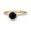 Black Spinel Floral Halo Pave Ring - 925 Sterling Silver Gold Vermeil
