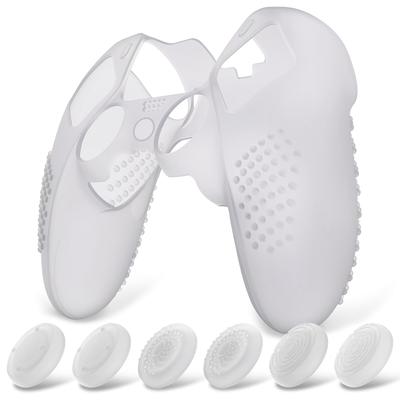 PlayVital Silikon-Schutzhülle für PS5 Edge Weiches Gummi Schutzhaut mit Daumenstick-Kappe 3D-Noppen Edition Noppen Edition Klar Rutschfest Controller, -