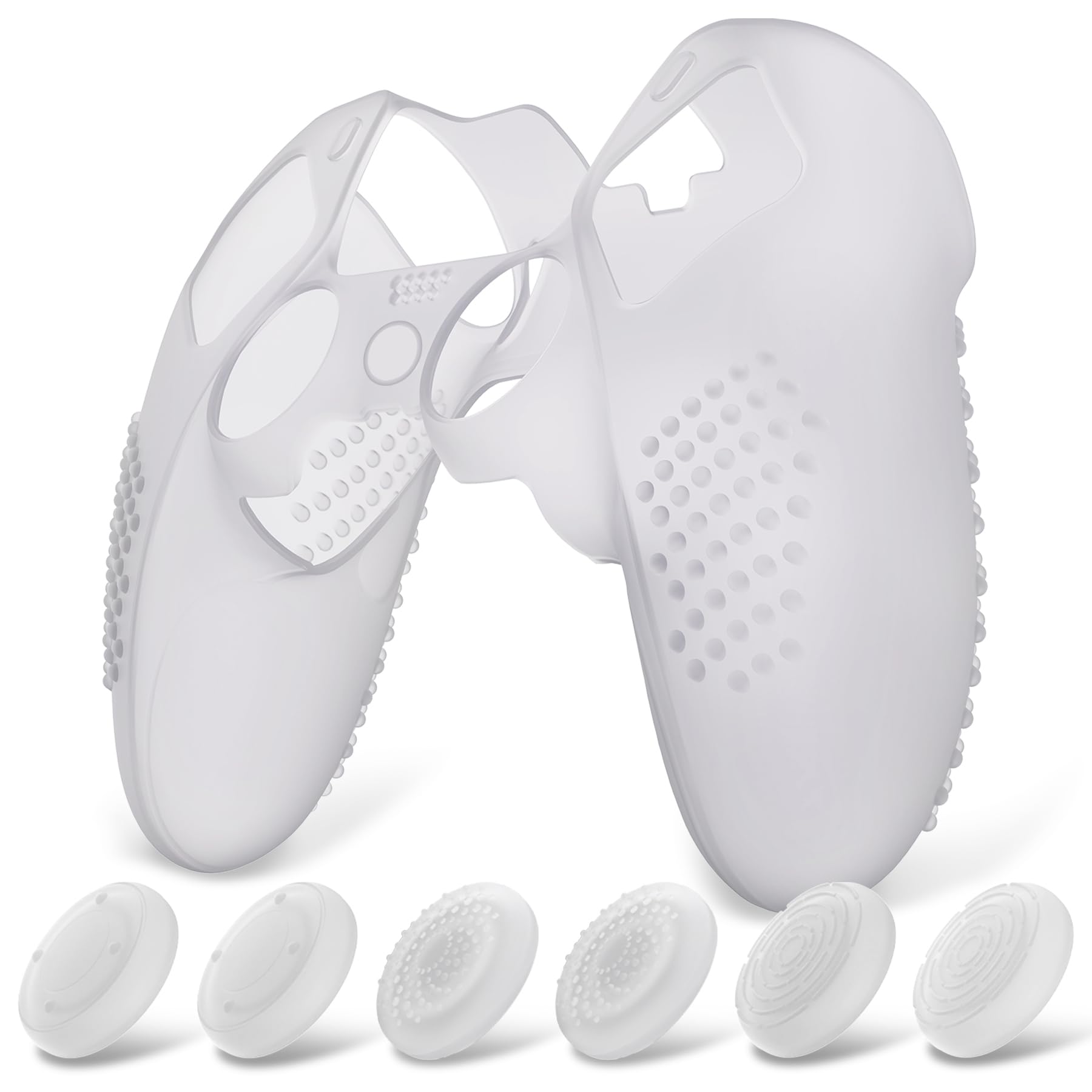 

silicone cover case for PlayVital ps5 Edge soft rubber protector skin for ps5 with thumb grip cap 3D Studs Edition Studs Edition Clear Non-slip