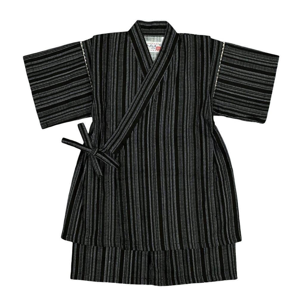 Jinbei Barn Gutter Sashiko-trykk Bomullsstoff Laget i Japan Størrelse 130 Svart 100%