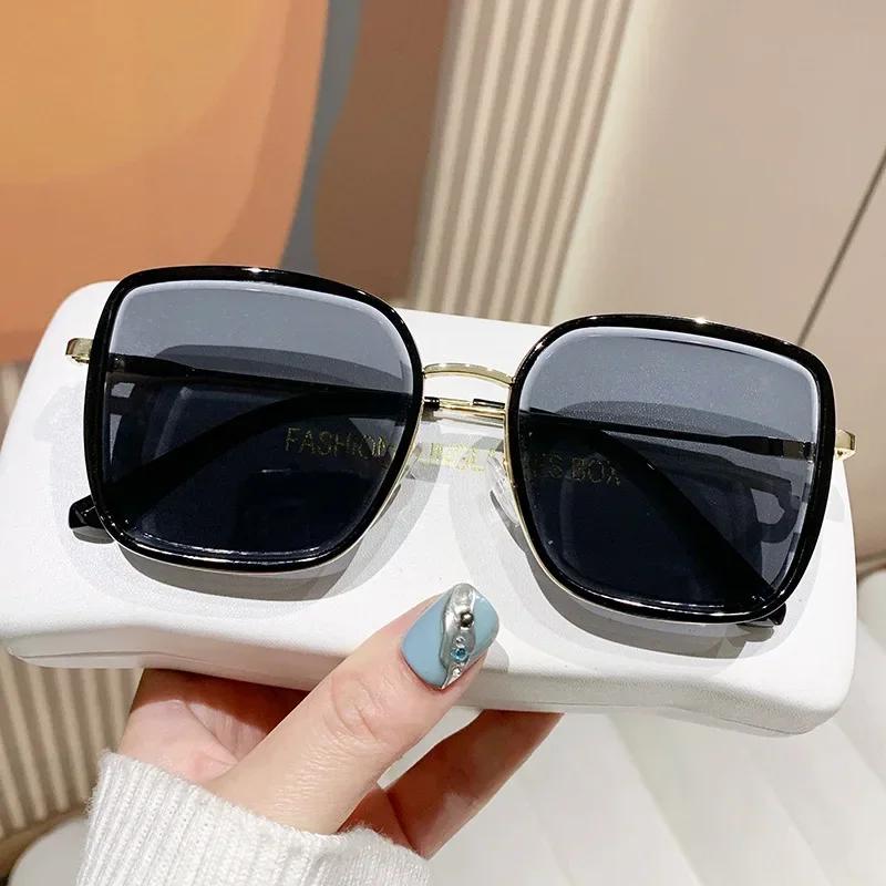 Men Women Oversized Frame Sunglasses Retro Gradient Ocean Sunglasses Fashion Travel Beach Photography Senior Sunglasses