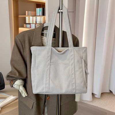 Cord Samt Tragetasche mit großem Fassungsvermögen Damen Pendler zur Arbeit Stofftasche Studenten Unterricht Schulterhandtasche einfache Umhängetasche