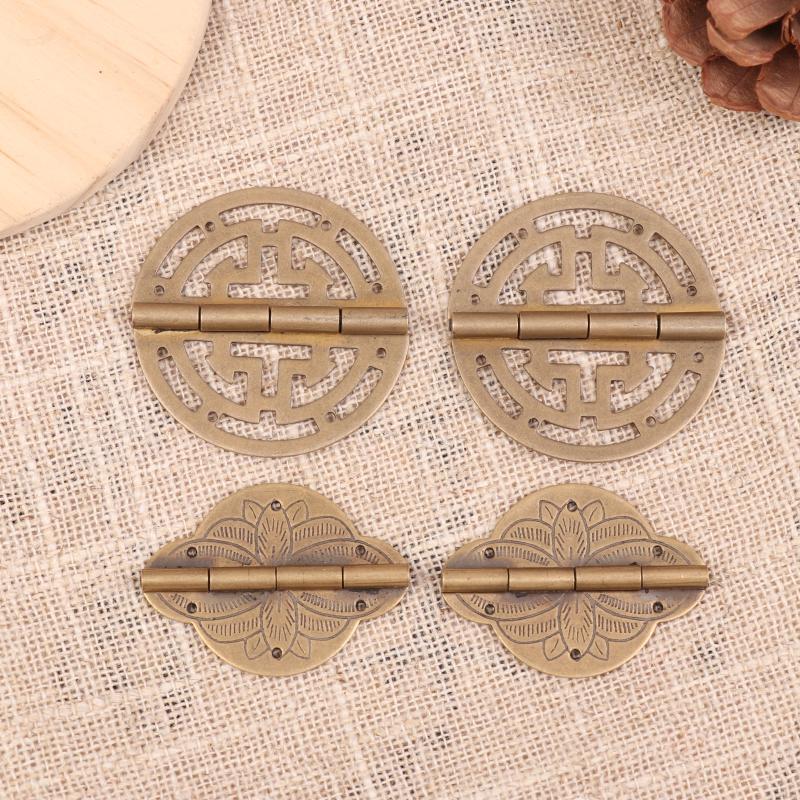 2 Stück Vintage Messingscharniere mit Schrauben Hohlmuster Altes Chinesisches Retro Dekor Holz Schmuckschatulle Weinkiste Schrankteile