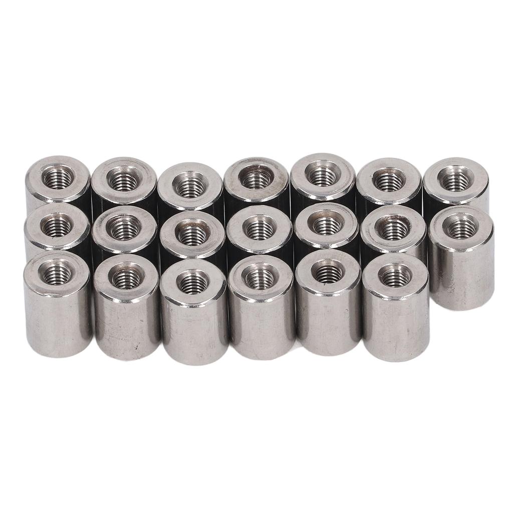 20Pcs Coupling Nut Round Rod Connector Female Thread 304 Stainless Steel M5x0.8 12 L16mm