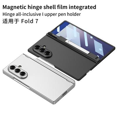 Suitable for Samsung ZFold7 Magnetic Suction Mobile Phone Case Rotating Shaft Bracket Integrated Pen Case Folding Screen Hard Shell Protective Cover