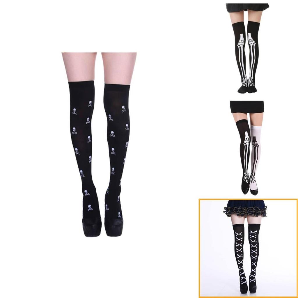 Hengzhou Halloween Skeleton Ghost Thigh-high Stockings Ultra-thin Breathable Sweat-absorbent