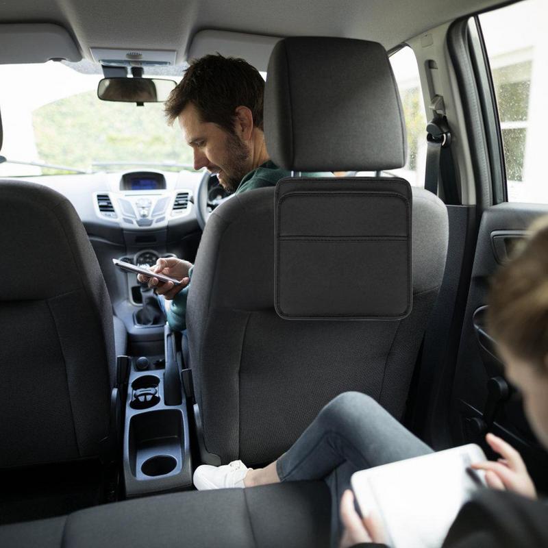 Auto-Mülleimer mit Ablagefach an der Rückenlehne, multifunktionaler Auto-Sitzrücken-Organizer, Mülleimer für die Rückbank