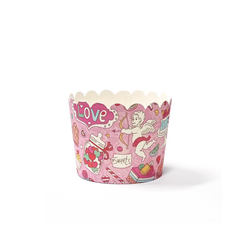 Muffin Cup Cake Cups Temperature-Resistant Oven Baking Non-Stick Paper Steaming Household Medium Paper Saucer Medium Mechanism Cups 50 Pcs