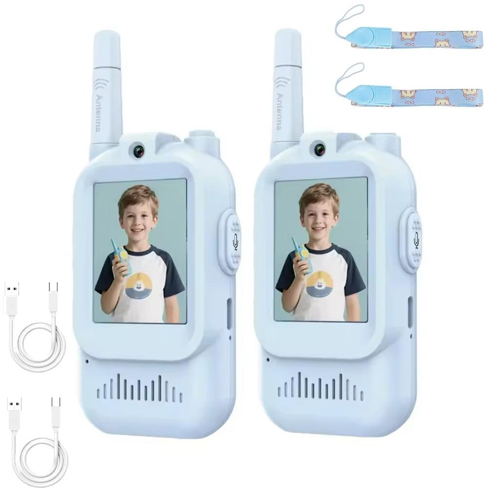 

Детский видеодомофон дальнего действия 4 голосовых эффекта Беспроводной домофон Игрушка Подарки на день рождения синий