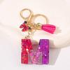 Glitter A-Z Shiny Sequin Letter Pendant Keychain Tassel Star Ball Charms Keyrings Women Bag Ornaments Car Trinket Accessories