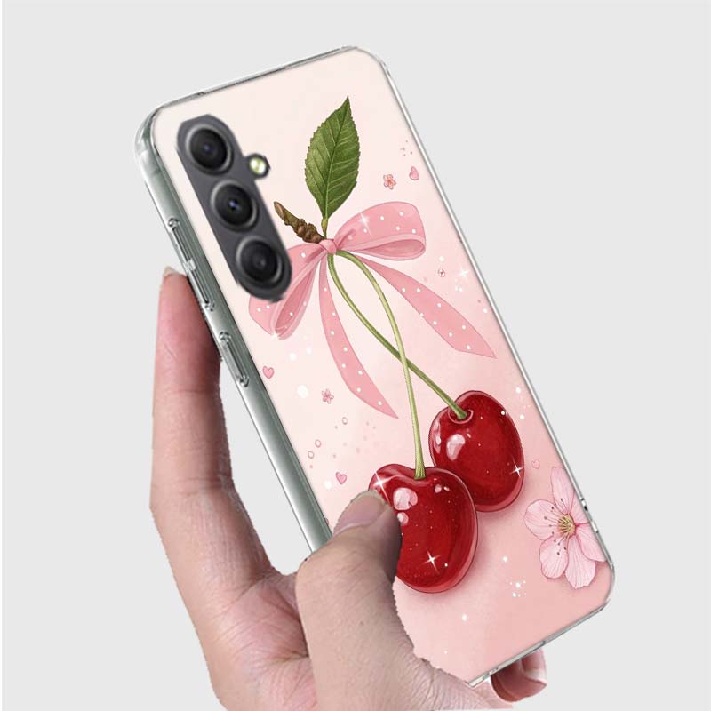 Cherry Bow Phone Case for Samsung A16 A26 A36 A56 A17 A37 A57 A07 A06 A02S A03 A04S A05S Galaxy Note 20 10 A50S A71 A51 A31 A30