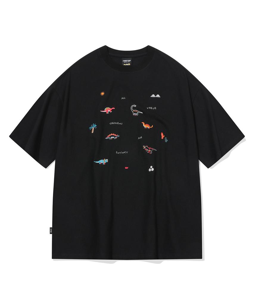 CPGN STUDIO Dino Stitch Embroidered Short Sleeve T-Shirt Black