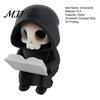 Stable Flat Bottom Figure Dark Style Halloween Ornament, Mini 3D Printed Hooded Skull Bookshelf Sculpture Compact Exquisite Details