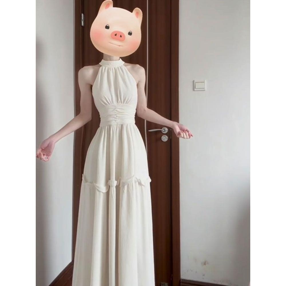 Sleeveless vest neck sling dress children's summer leisure new seaside vacation thin temperament French dress