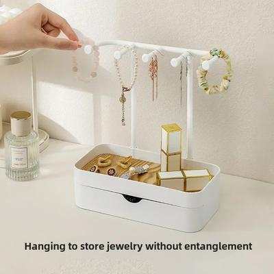 Jewelry Organizer Display Stand Rack With Wooden Tray For Earrings Bralet Necklas Rings Storage Hanging Organizer Holder