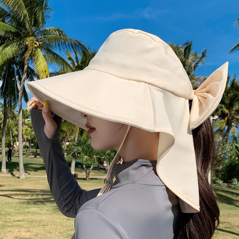 Summer Wide Brim Hat With Neck Protection For Women Outdoor Sun Shade Fashionable Uv Shield