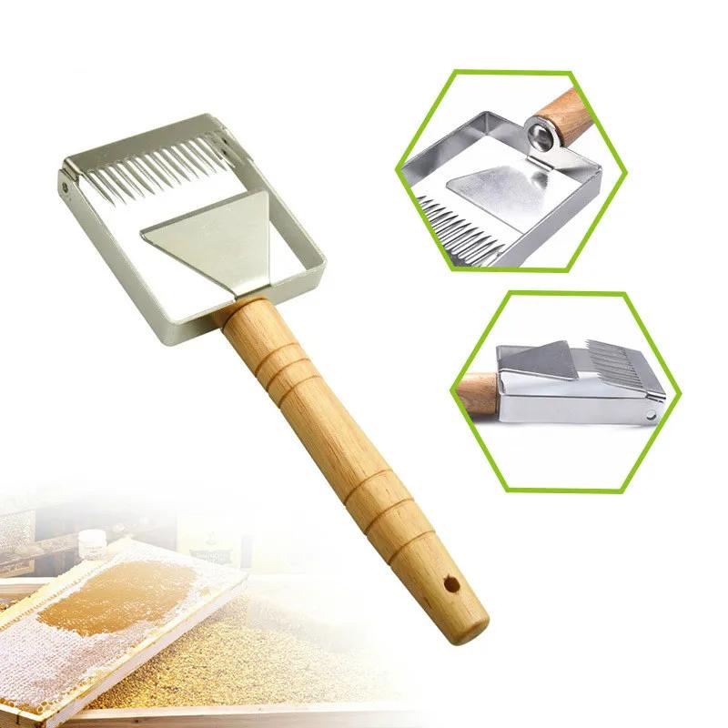 Vyvážená škrabka na odvíčkování, voštinová škrabka na med, nástroje na škrabání s dřevěnou rukojetí, včelařské nástroje