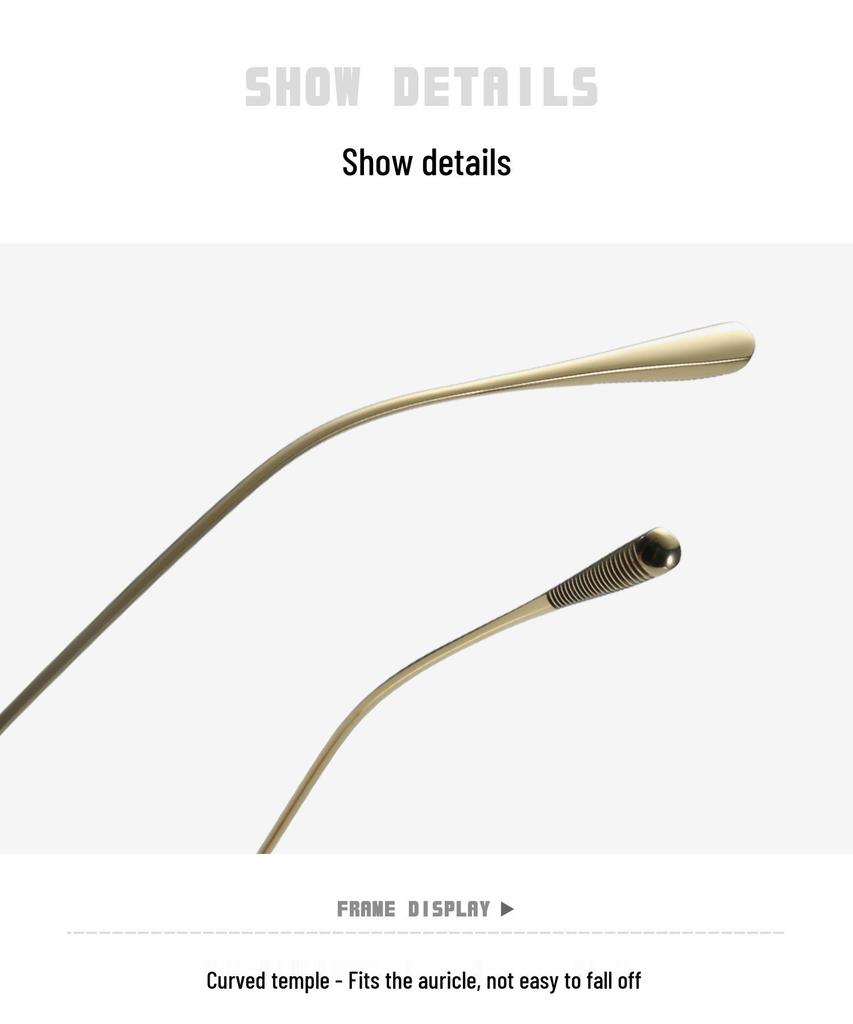 Pure Titanium Men's Square Rimless Myopia Glasses with Vacuum IP Electroplating