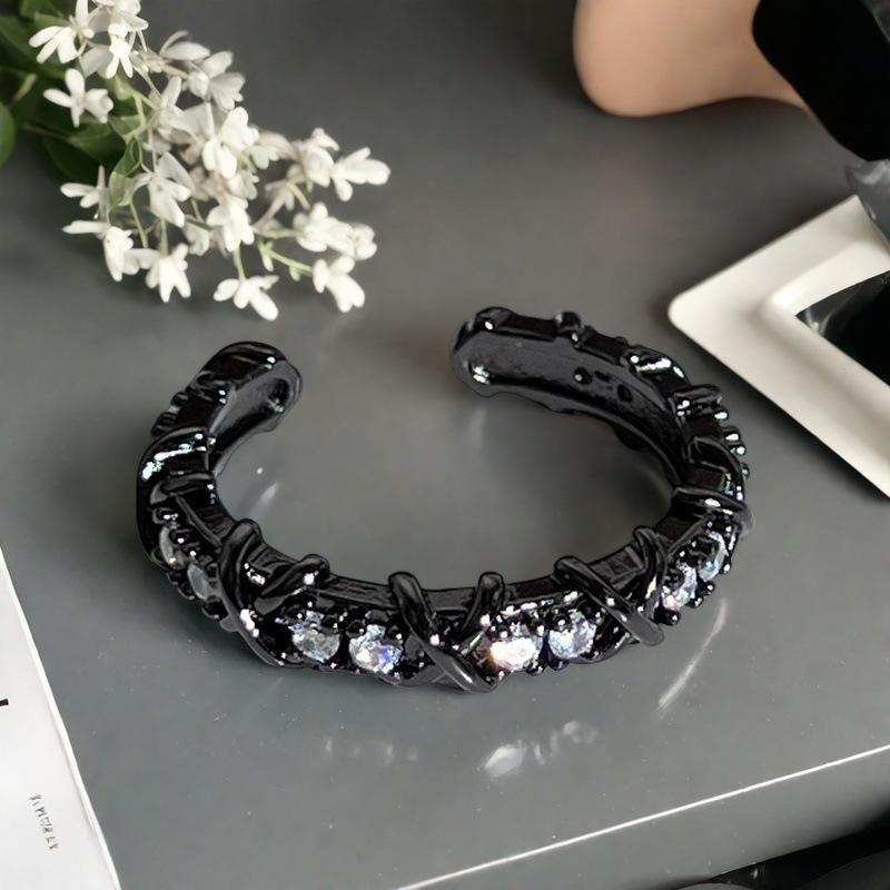 Dark Kaleidoscope Premium Sense Cross Row Diamond Zir*****Pening Ring Niche Design Light Luxury Premium Sense Ring Female opening adjustable