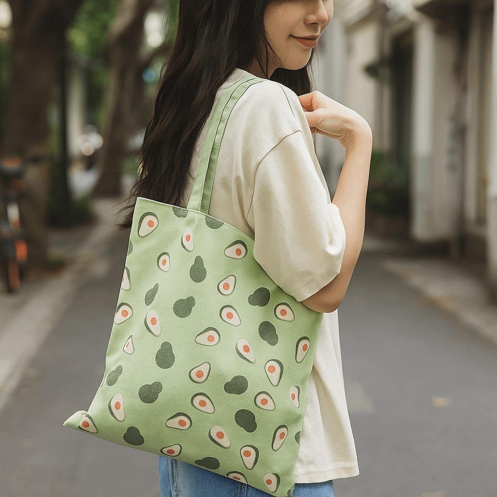 Lightweight Double-sided Bags Exquisite Cotton Linen Totes Portable Canvas Cloth Bags Shopping