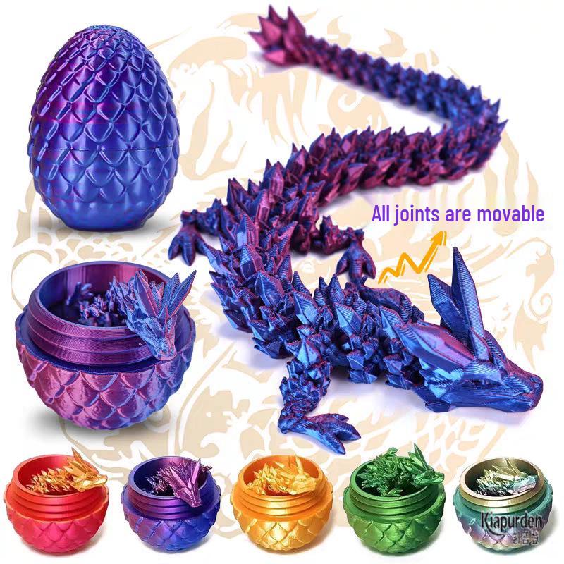 3D Printed Crystal Dragon Figurine with Movable Joints - Perfect Children's Birthday Gift