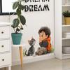 Cartoon Boy Cute Kitten Bedroom Living Room Home Background Beautification Decoration Wall Stickers