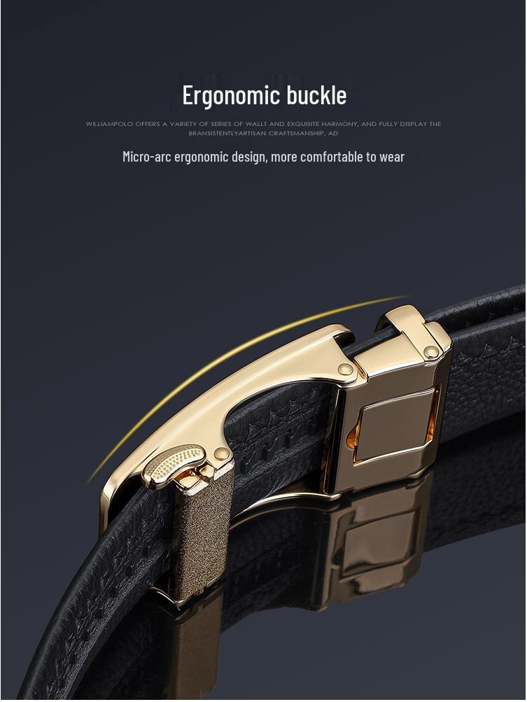 Emperor Paul's Men's Leather Automatic Buckle Belt - Genuine Cowhide, Business Style