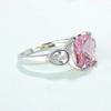 925 Sterling Silver Fashionable and Versatile Square Pink Diamond Women's Ring, Niche Jewelry, European and American Accessories