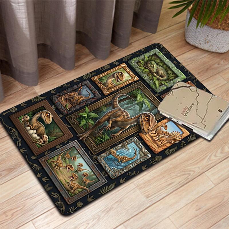 Dinosaur Gallery Pattern Rug Floor Mat for Living Room or Bedroom Soft and Comfortable Carpet a Gift for Birthday and Holiday.
