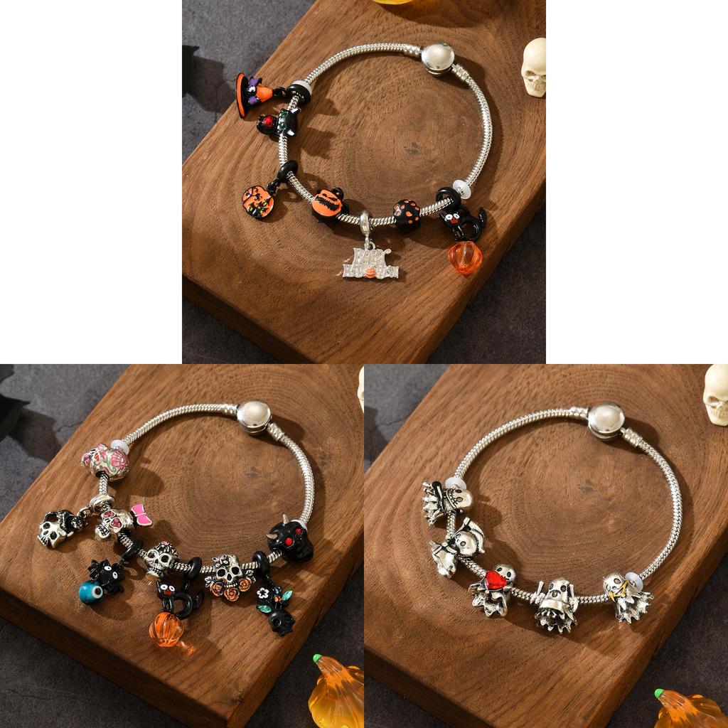 Bracciale in Metallo con Fantasma e Mietitore di Halloween dal Design Gotico per Regalo Unisex