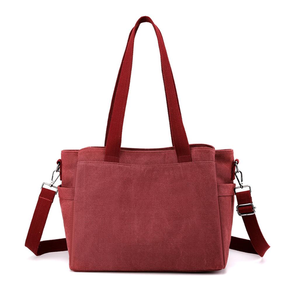 Fashion Simple Large Canvas Women Tote Bag, Durable Dual Carry Bag For Office Document Storage, Student Books And Weekend Leisure Outdoor Trips