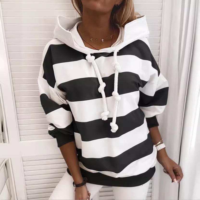 Damen Gestreiftes Langarm Herbst Sweatshirt - Dünnes Oberteil