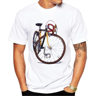 Fixed Gear Bicycle Cyclist Painting TShirt Summer Men Oneck T Shirt Road Bike Sport Lover White Casual Boy Tees Vintage Tops