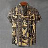 Men's Shirt 3D Retro Geometric Pattern Comfortable and Fashionable Short-sleeved Shirt Large Size Fast Delivery