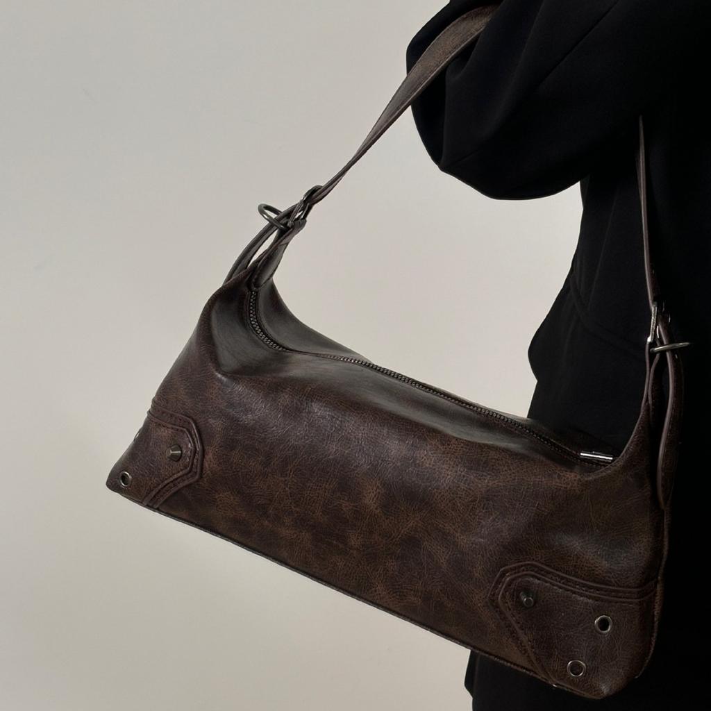 2024 New Autumn Winter Niche Retro Melad Baguette Bag for Women Large Capacity Underarm Bag Single Shoulder Crossbody Bag