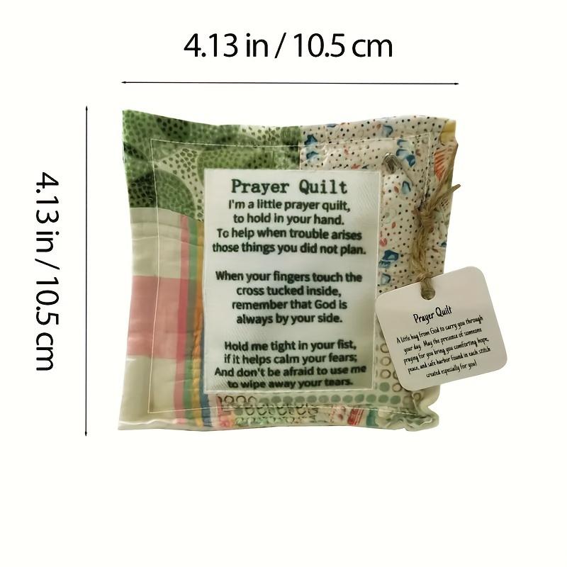 Handmade Pocket Prayer Quilt with Wooden Cross - Colorful Fabrics, Vintage Style, Symbolic Psalm Design, Comfortable and Supportive
