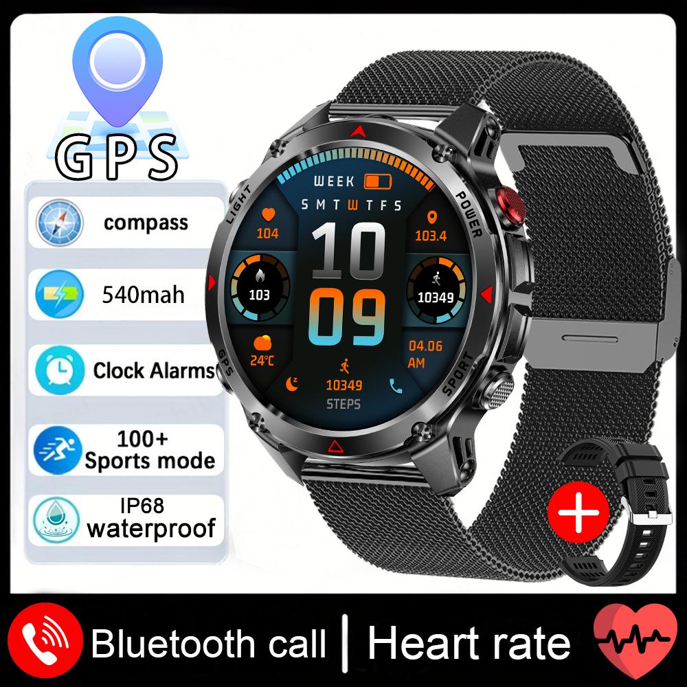New Military Bluetooth Talk Smartwatch Men 2.01"  Screen 5ATM Waterproof Dual Frequency GPS Outdoor Sports Smartwatch