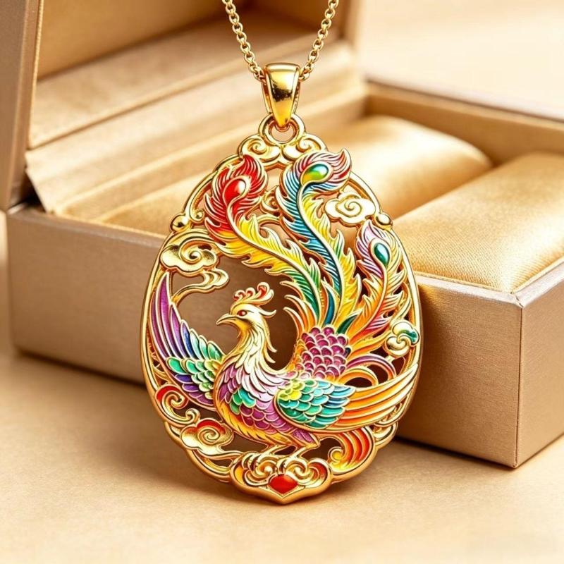 Chinese Style Nine-Tailed Fox Enamel Pendant Necklace Creative Mythology Design Fashion Jewelry For Women Thanksgiving Gift