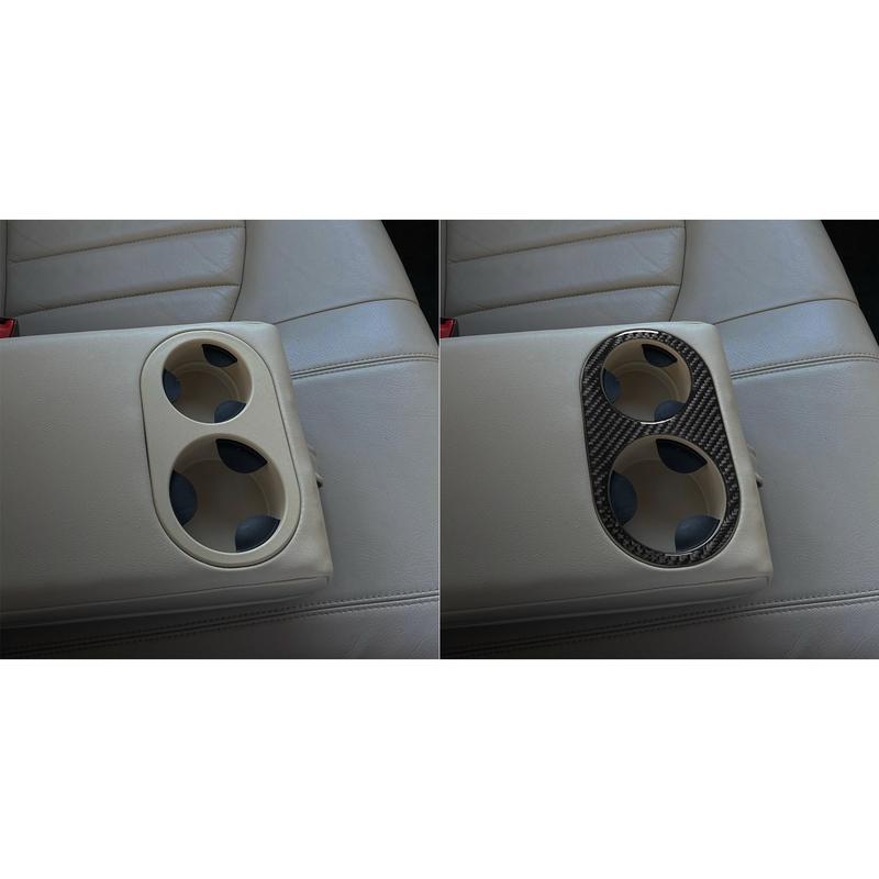 Real Carbon Fiber Car Accessories Rear Cup Holder Panel Decorative Trim Cover Soft Sticker For Jaguar X-TYPE X400 2001-2009