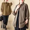 Black Loose Shirt Women's Spring Women's Jacket Cotton and Linen Top Casual