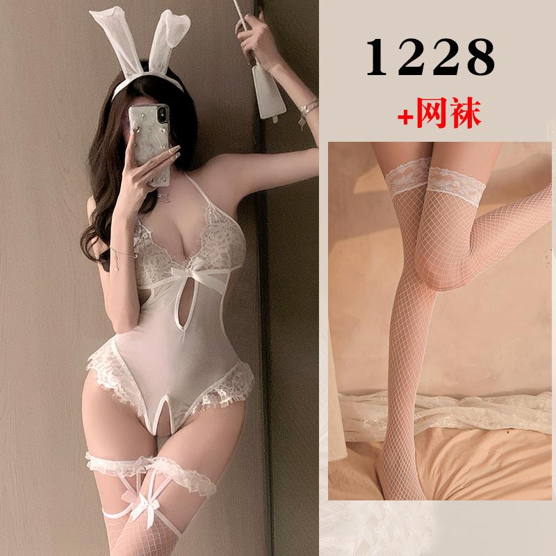 Sex underwear women's pure desire uniform lace suspender mesh nightdress open gear temptation purple sex suit