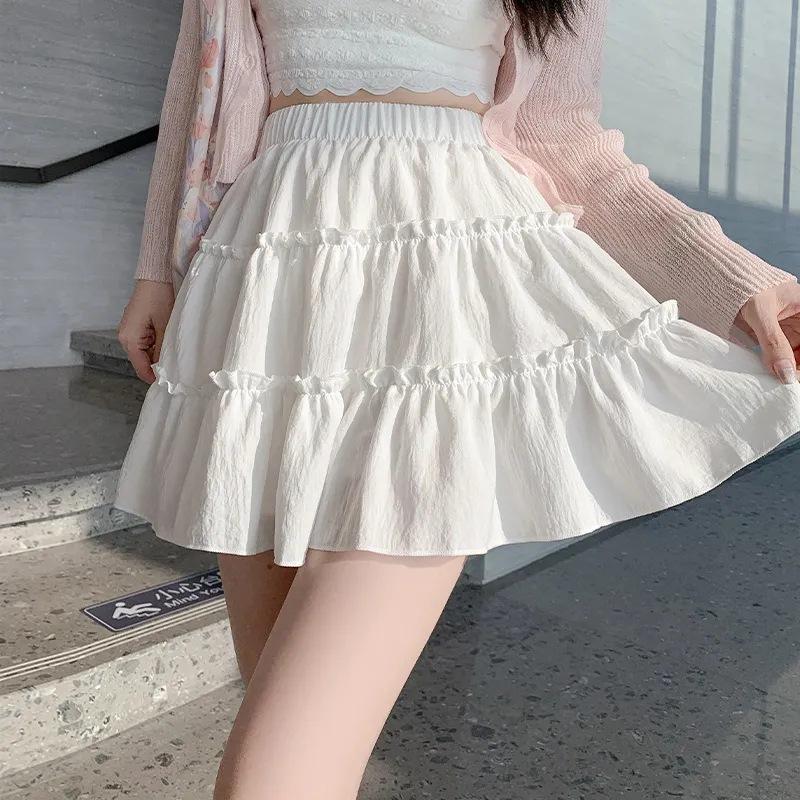 Cake puffy skirt summer new small high waist thin skirt sweet anti-light