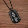 Pendentif Collier Personnalisé Photo et Message Porte-clés Plaque militaire, Collier Gravé avec Photo Cadeaux de Noël