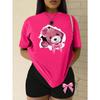 Pink Bow Broken Shell Teddy Bear T-Shirt Set Women Fashion 2 Piece Set Cool Summer Shorts Soft Fashion Short Sleeve Women