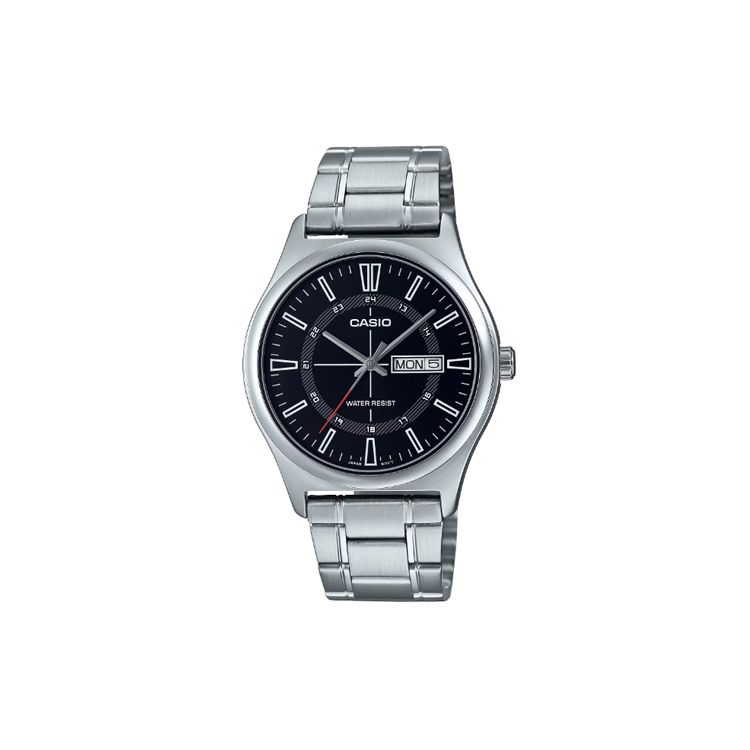 

Casio 30 Meter Waterproof Casual Business Watch Fashion Simple Style Quartz Movement Stainless Steel Strap Men watches Black MTP-V006D-1C Black Dial