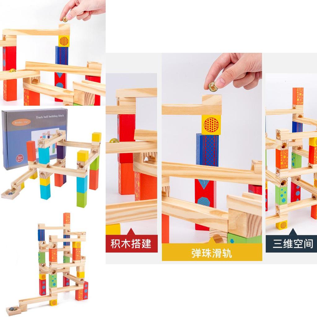 Wooden Ball Bearing Building Blocks For Kids Diy Sensory And Stem Toy