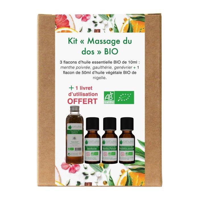 Kit massage dos - 3 huiles essentielles bio et 1 huile végétale bio
