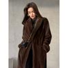 Womens Long Faux Mink Fur Coat With Belt Winter Elegant Commute Outerwear