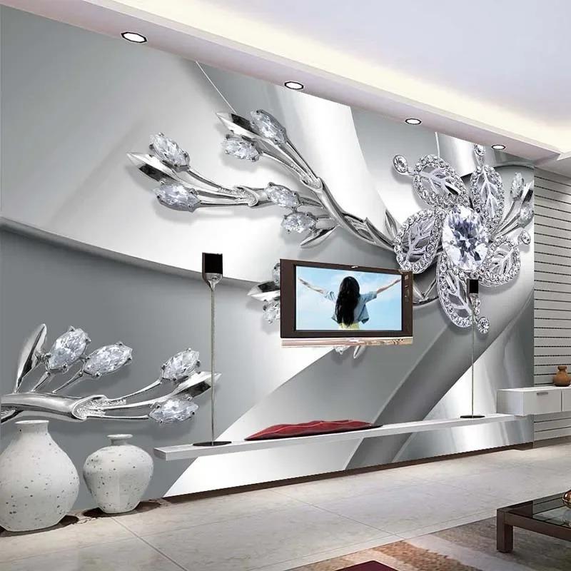 Maßgeschneiderte Tapete 3D-Wandbild Beliebige Größe Diamantblumenmuster Hintergrund Moderne Kunst Großes Wandgemälde Wohnzimmer Heimdekoration